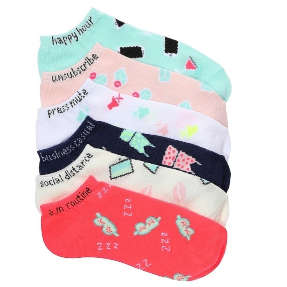 Mix No 6 Social Distance Womens No Show Socks 6 Pack Multicolor OSFM New OOS